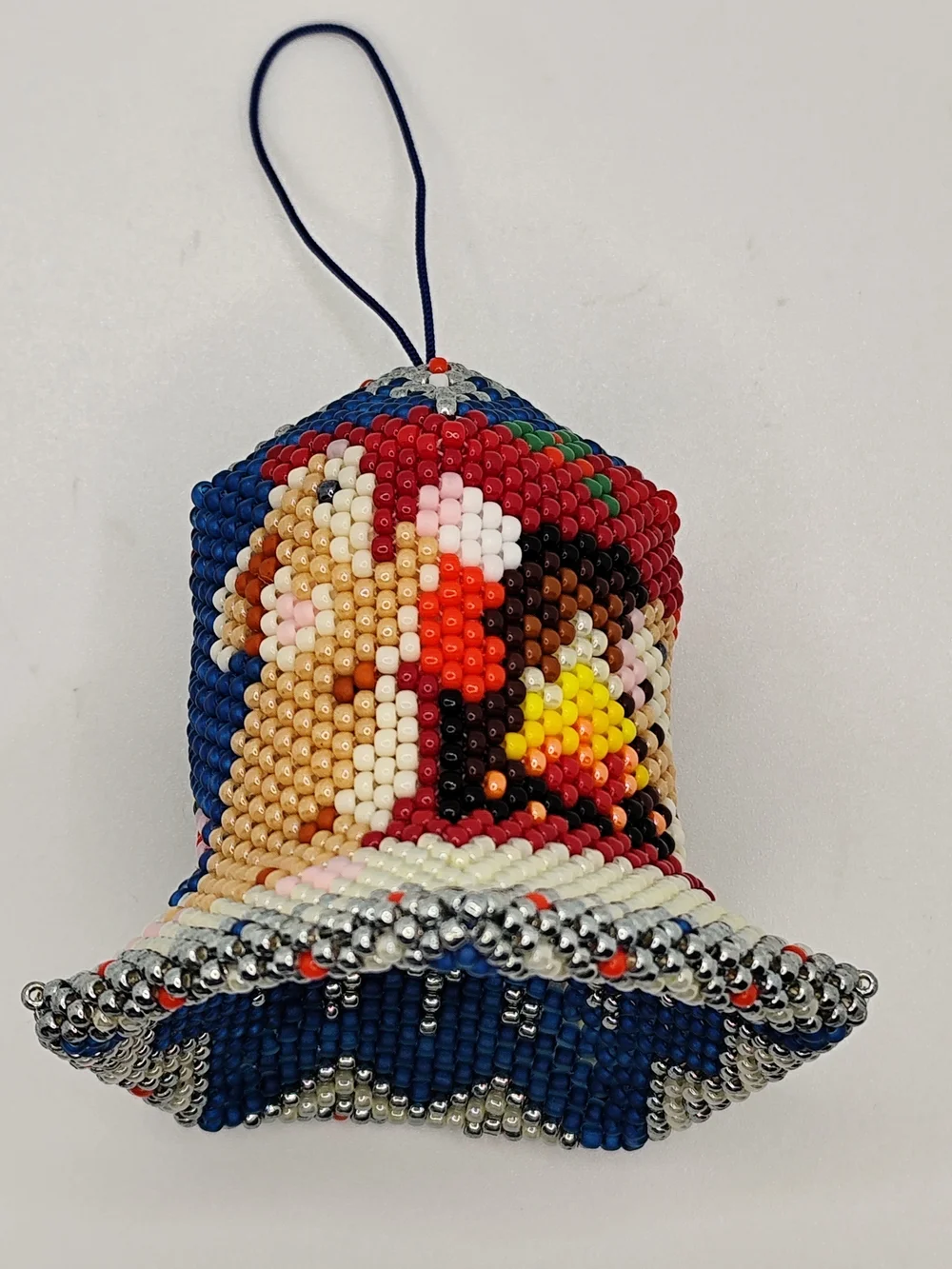 Handcrafted Beaded Holiday Bell Ornament in Multicolor